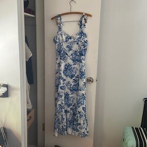 Blue and white floral dress